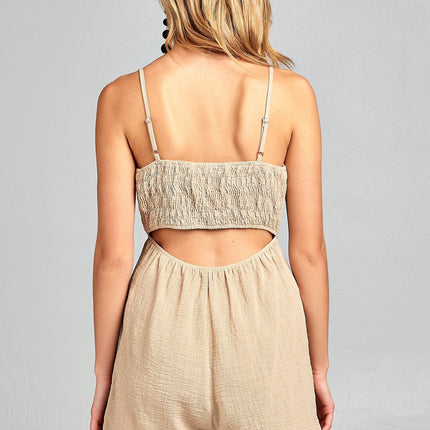 Women's Front Tie Tank Romper with Open back