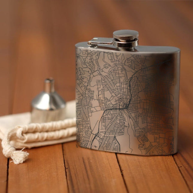 Pawtucket - Rhode Island Map Hip Flask
